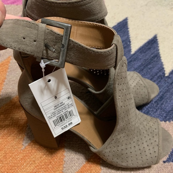 Taupe Open Toe Chunky Block Heel Ankle Bootie - Picture 2 of 5